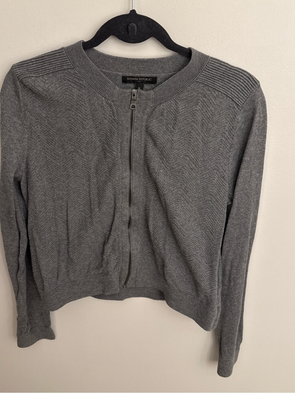 Banana Republic Women’s Gray Zip-Front Sweater